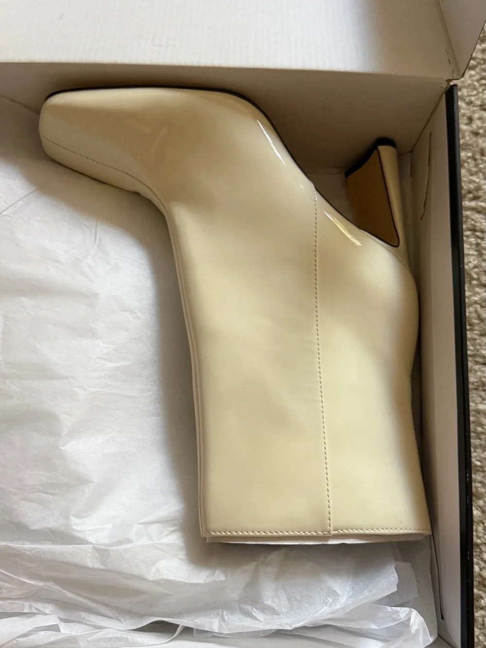 Nine West White Patent Pointed Toe Ankle Boots